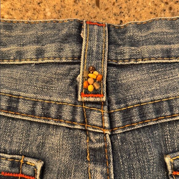 TRUE RELIGION Vintage Y2K Beaded Embroidered Denim Mini Skirt Made In USA - Picture 11 of 15